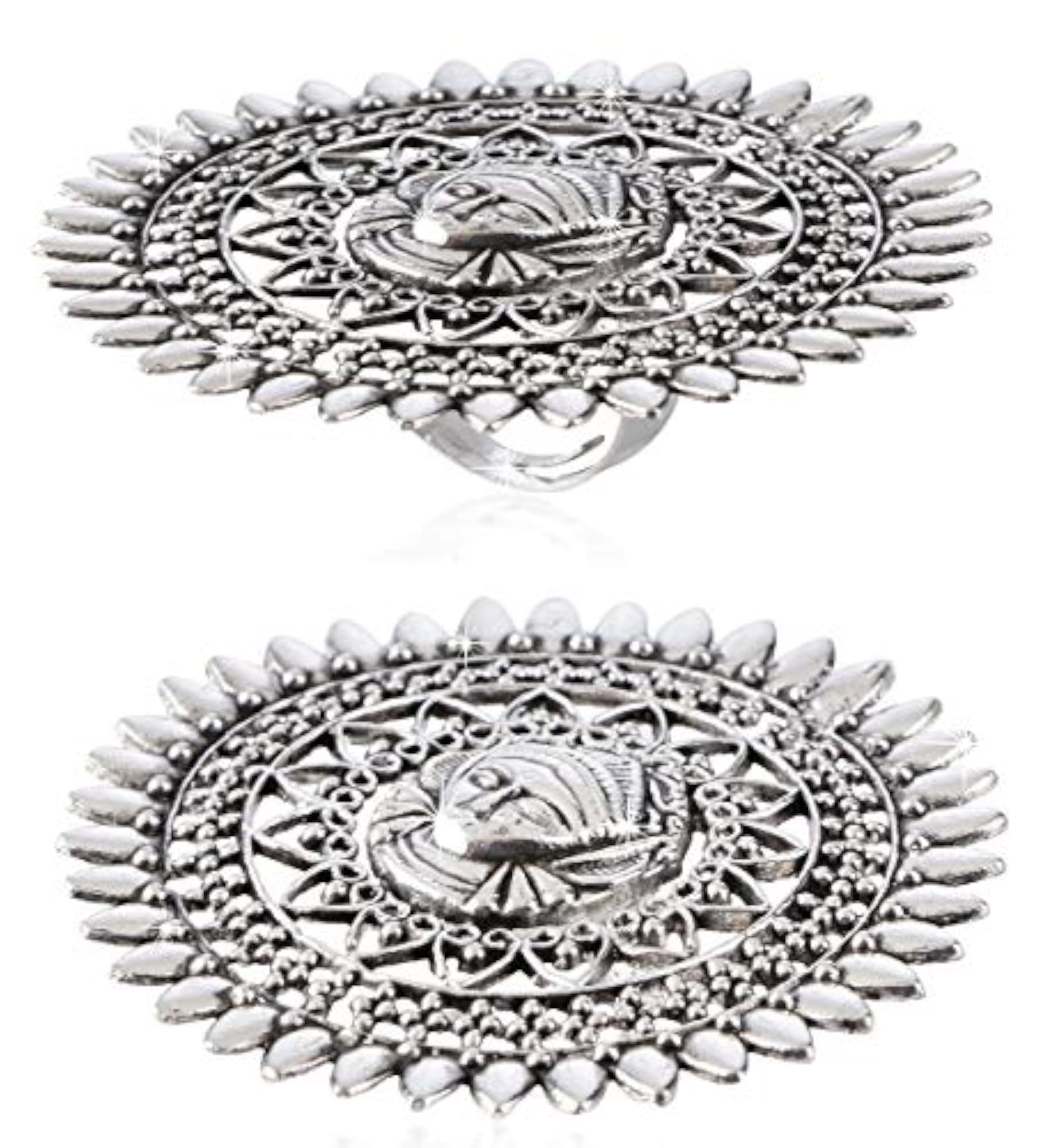 Women's Goddess Durga Ma Pendant Necklace with Earrings & Ring Set